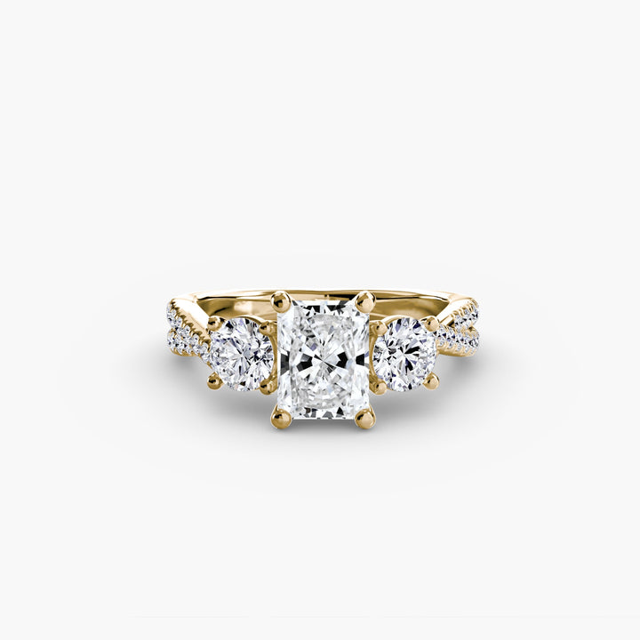 Three - Stone with Pave Band 2 in setting by 18 KARATS