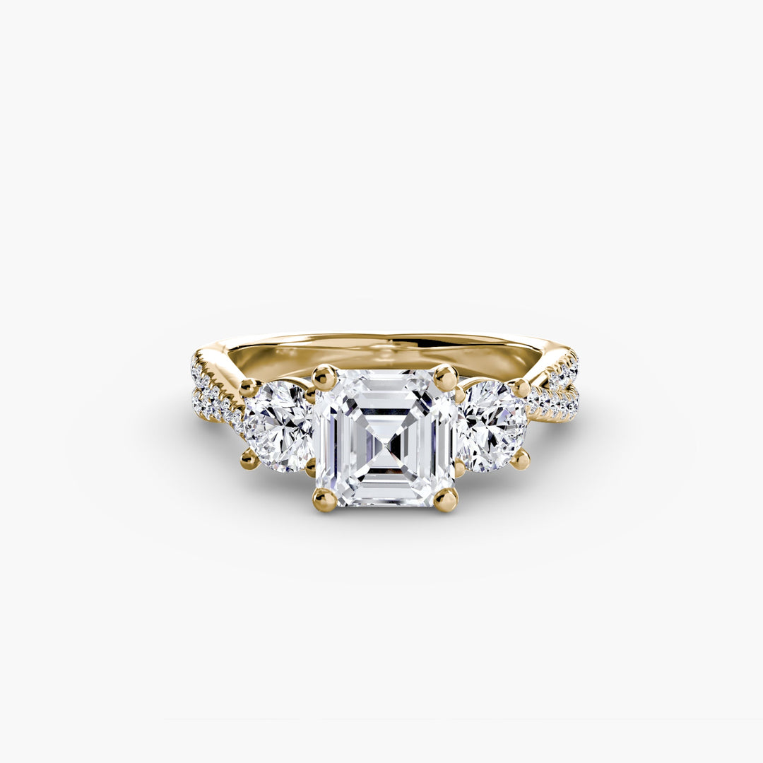 Three - Stone with Pave Band 2 in setting by 18 KARATS