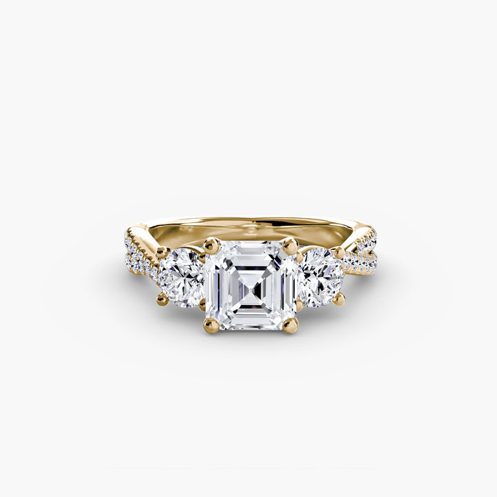Three - Stone with Pave Band 2 in setting by 18 KARATS