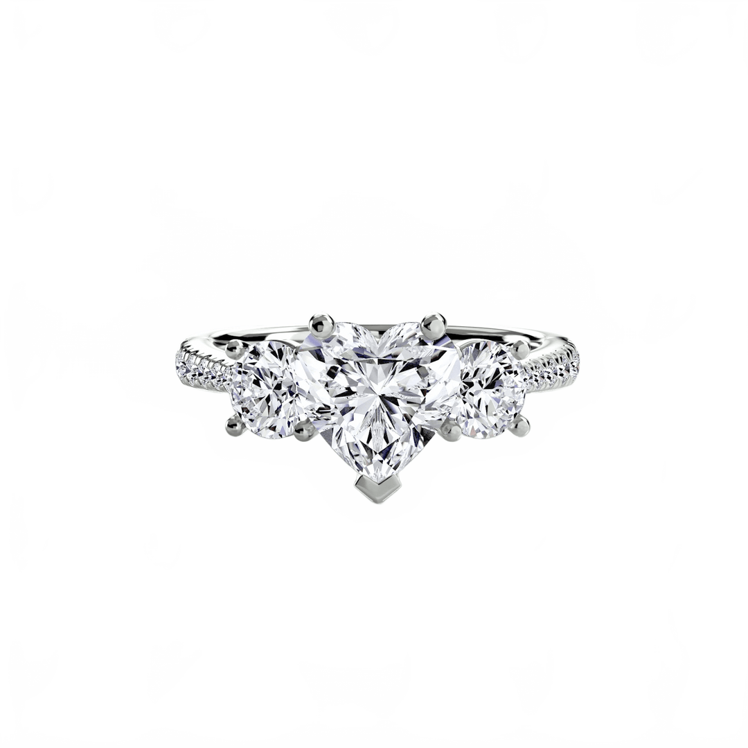 Three - Stone With Pave Band in setting by 18 KARATS