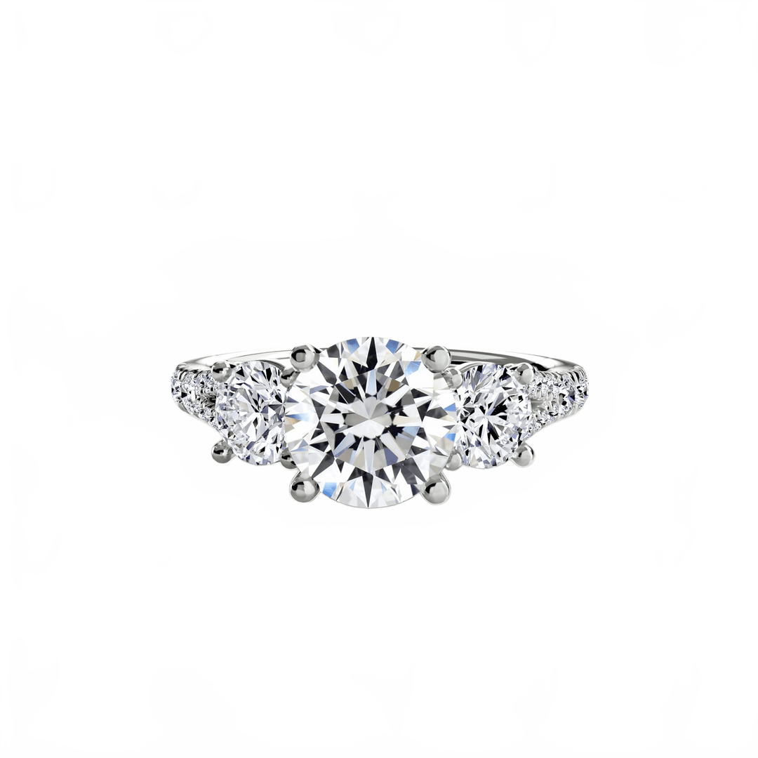 Three - Stone With Pavé Band 3 in setting by 18 KARATS