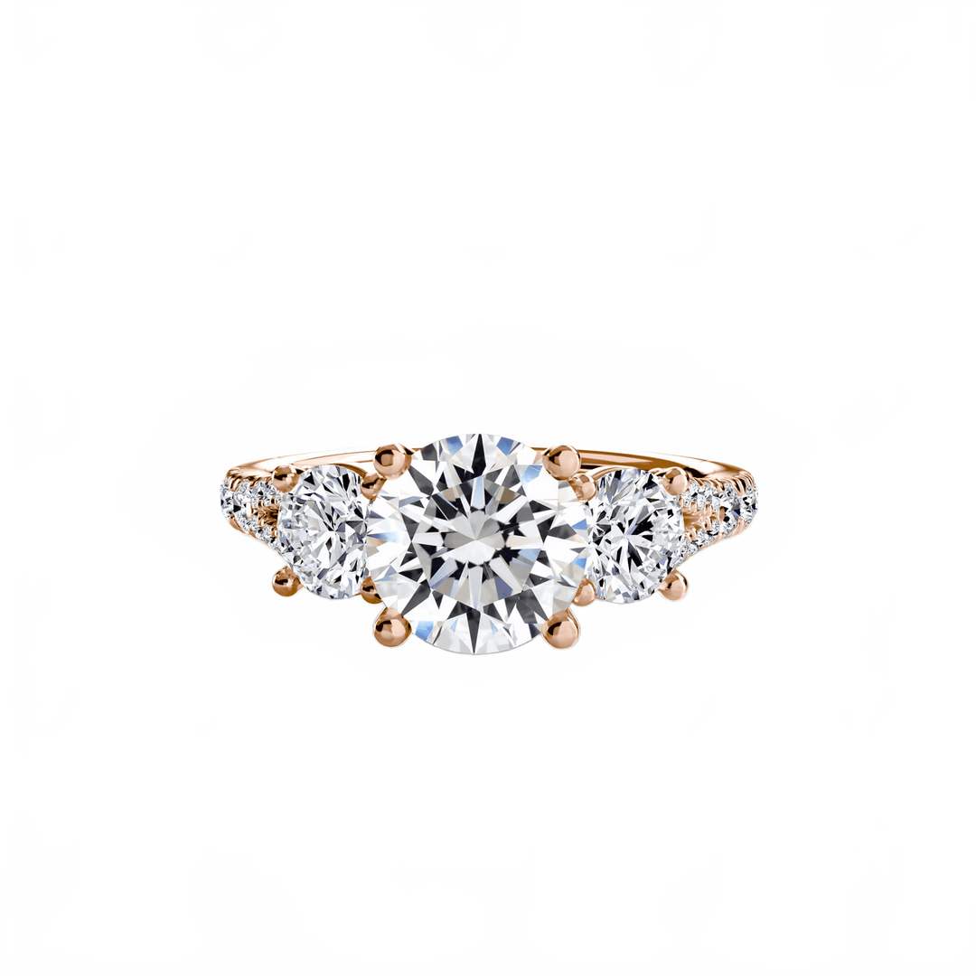 Three - Stone With Pavé Band 3 in setting by 18 KARATS