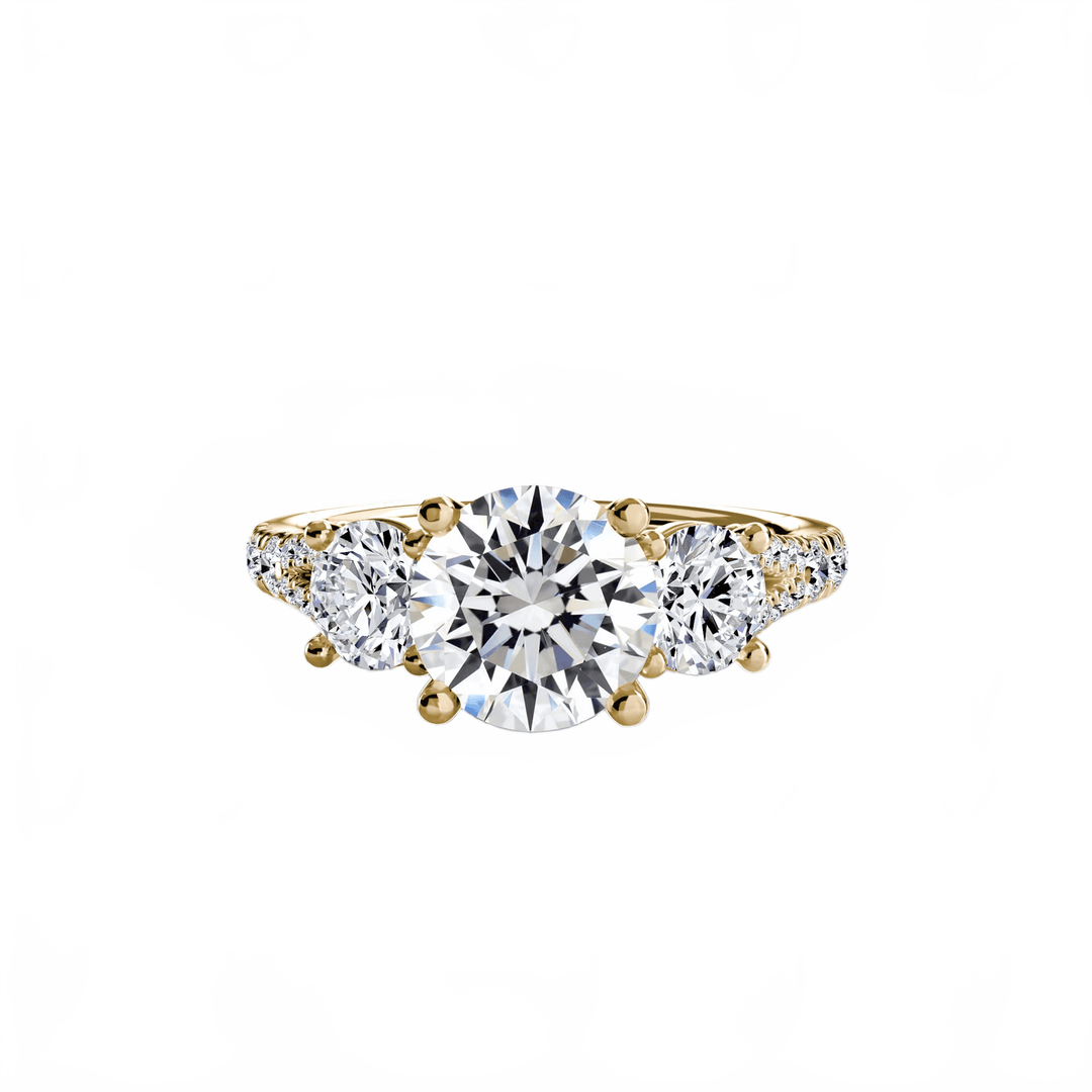 Three - Stone With Pavé Band 3 in setting by 18 KARATS