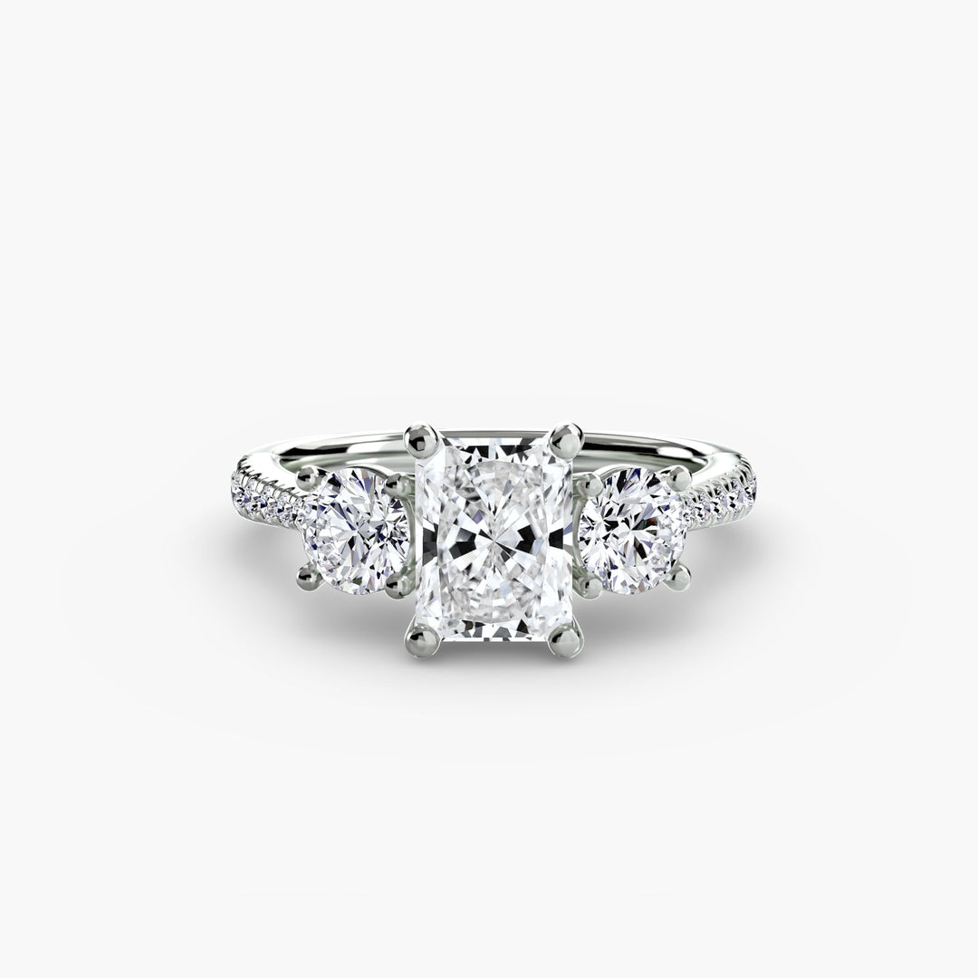 Three - Stone With Pave Band in setting by 18 KARATS
