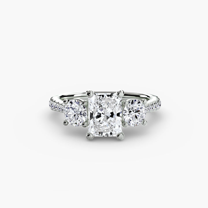Three - Stone With Pave Band in setting by 18 KARATS
