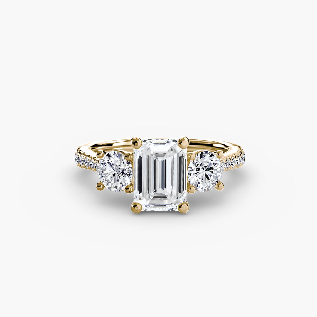 Three - Stone With Pave Band in setting by 18 KARATS
