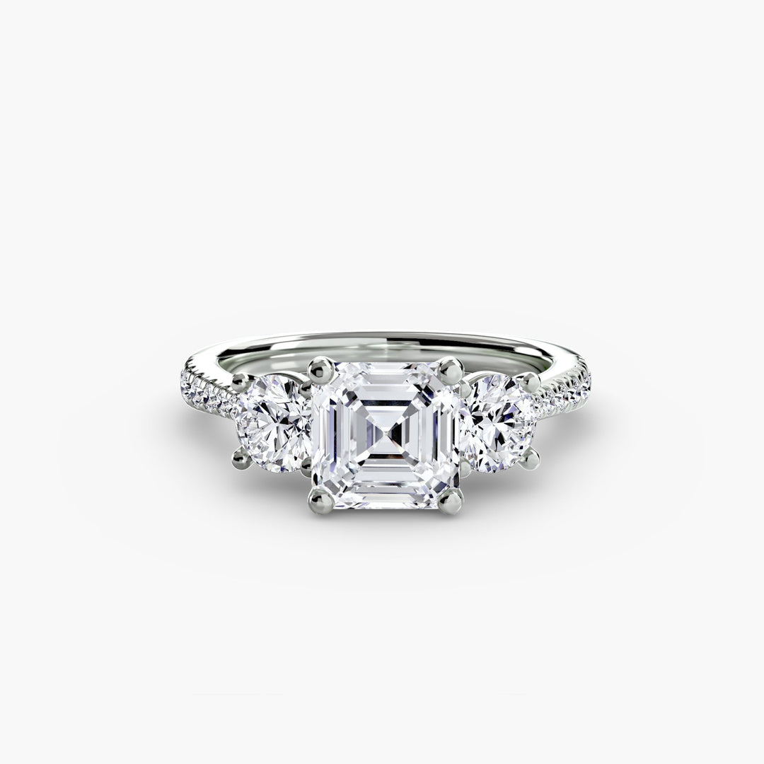 Three - Stone With Pave Band in setting by 18 KARATS