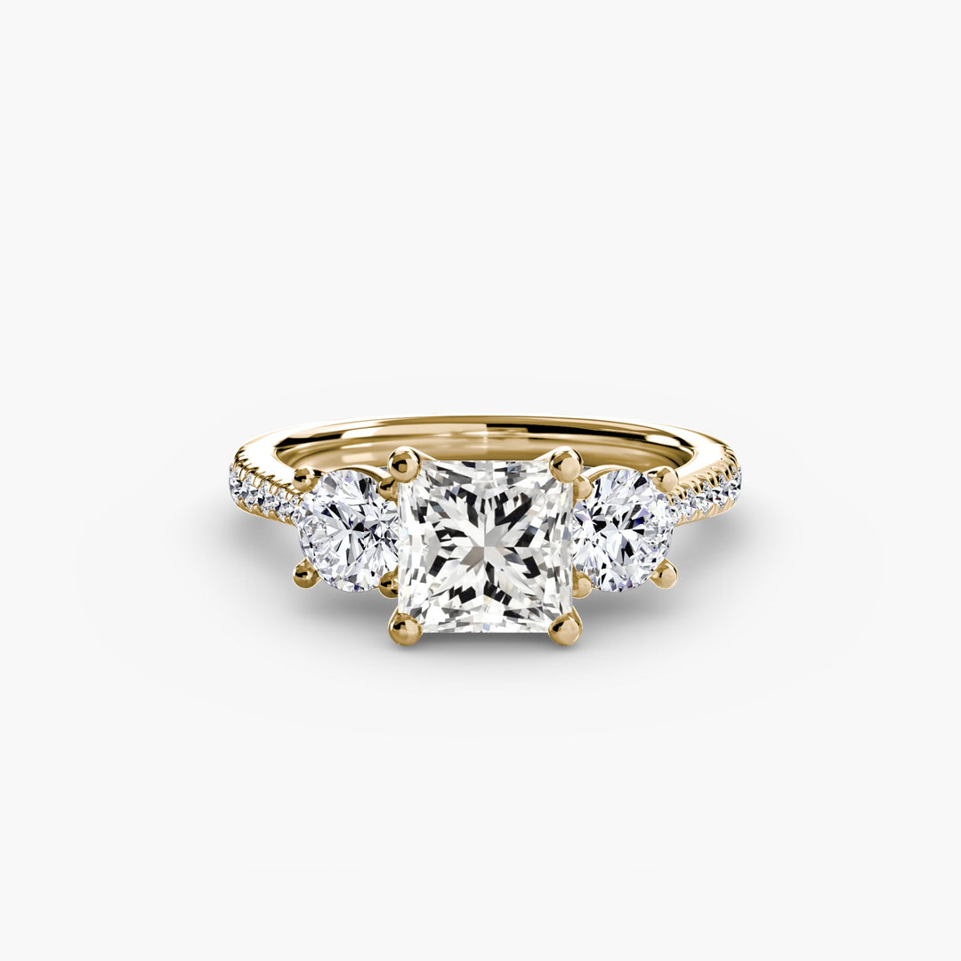Three - Stone With Pave Band in setting by 18 KARATS