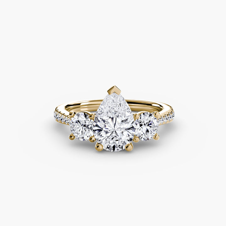 Three - Stone With Pave Band in setting by 18 KARATS