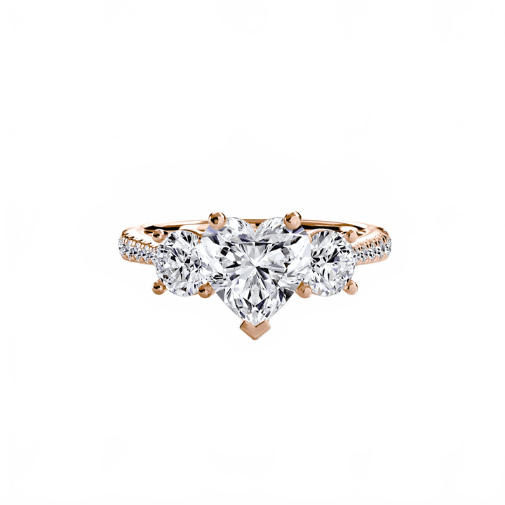 Three - Stone With Pave Band in setting by 18 KARATS