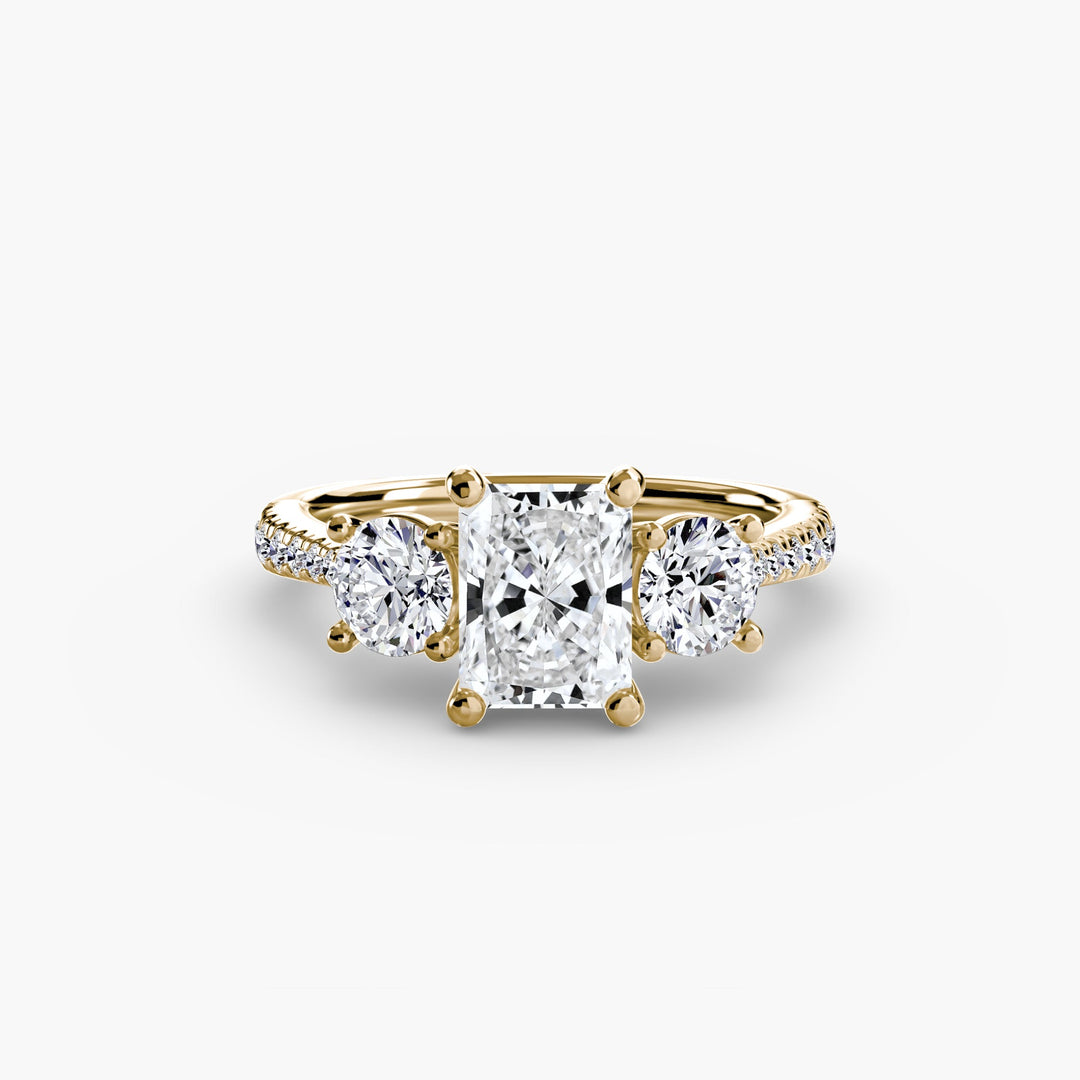 Three - Stone With Pave Band in setting by 18 KARATS