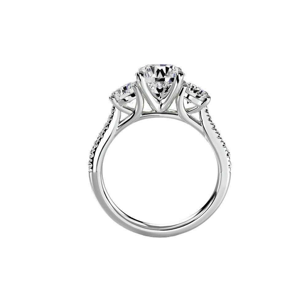 Three - Stone With Pave Band in setting by 18 KARATS