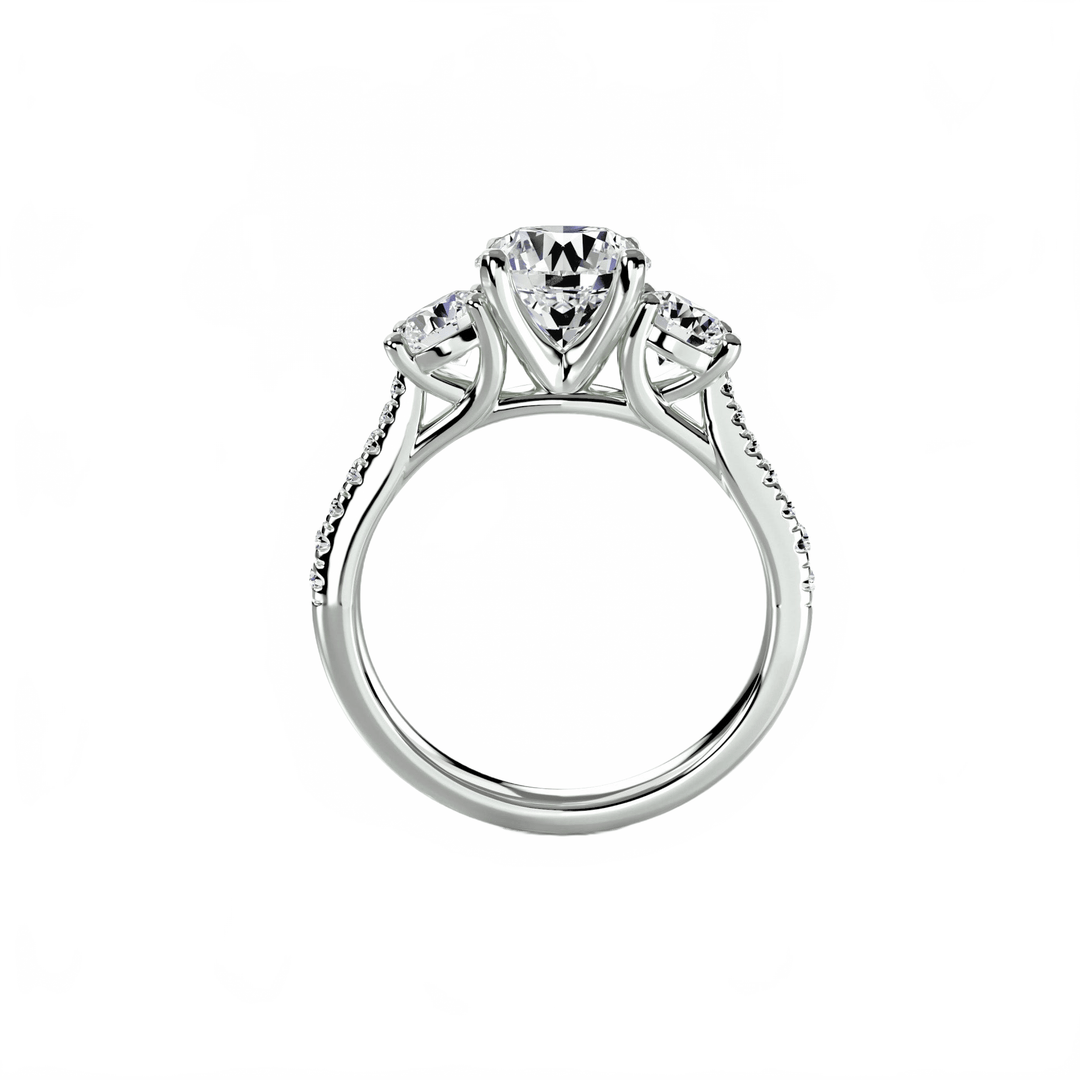 Three - Stone With Pave Band in setting by 18 KARATS