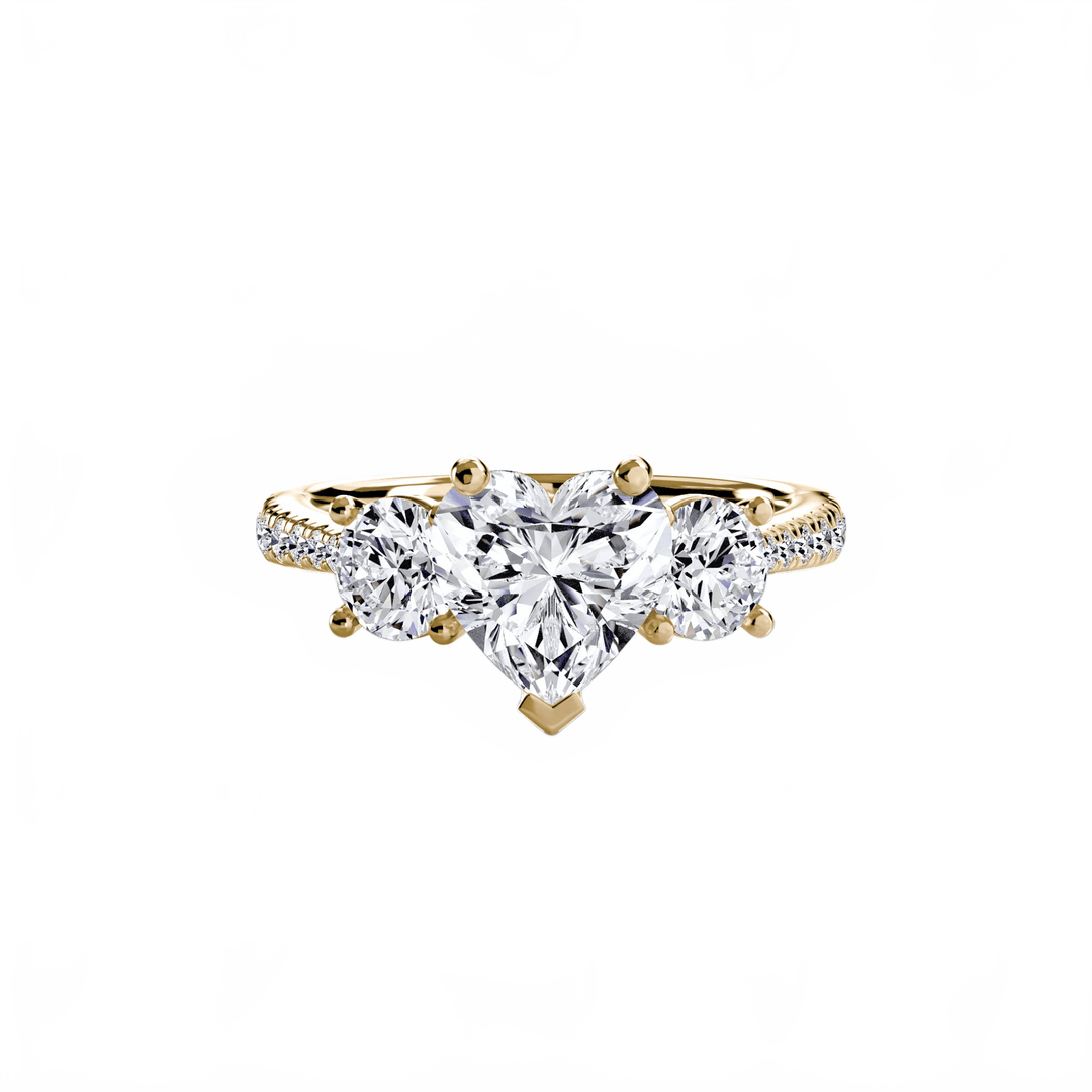 Three - Stone With Pave Band in setting by 18 KARATS