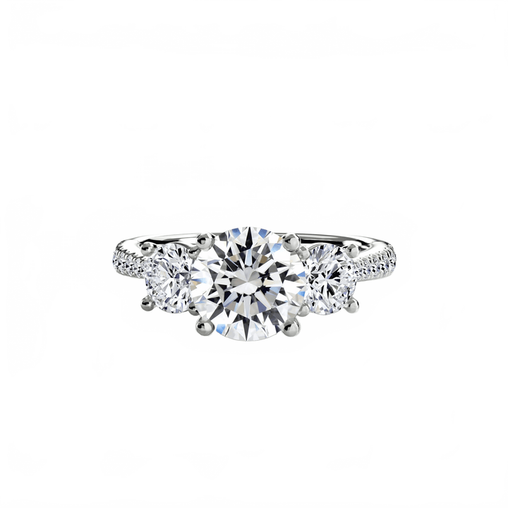 Three - Stone With Pave Band in setting by 18 KARATS