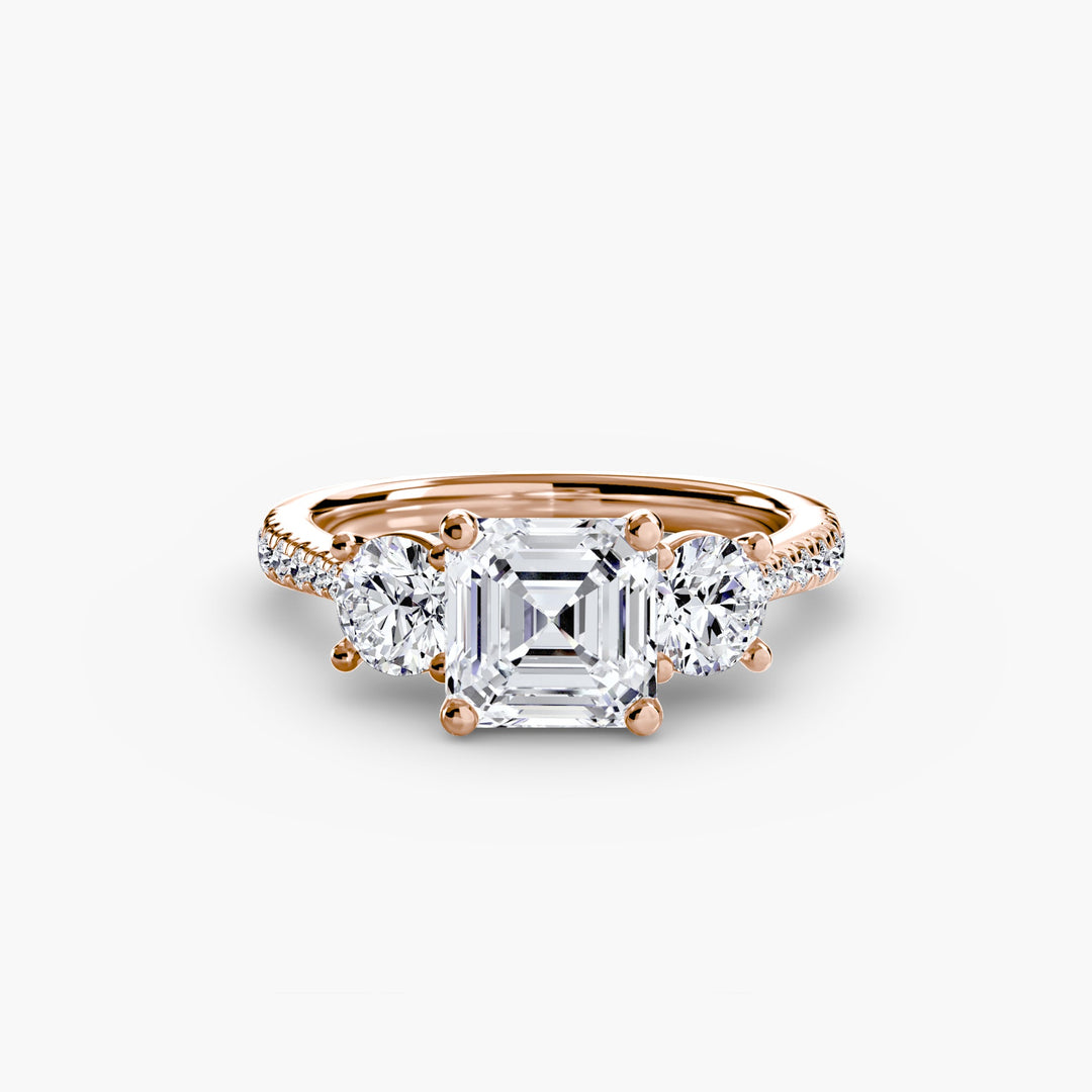 Three - Stone With Pave Band in setting by 18 KARATS