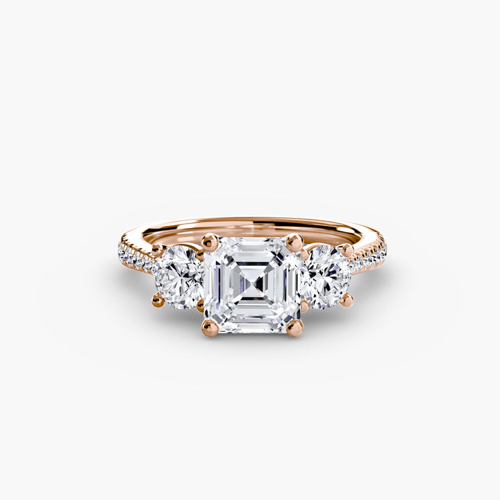Three - Stone With Pave Band in setting by 18 KARATS