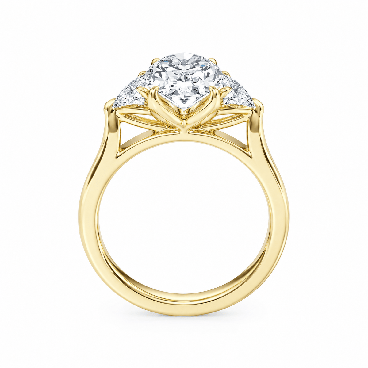 Tria Oval Lab Diamond Three-Stone Engagement Ring in Ready Rings by 18 KARATS INC.
