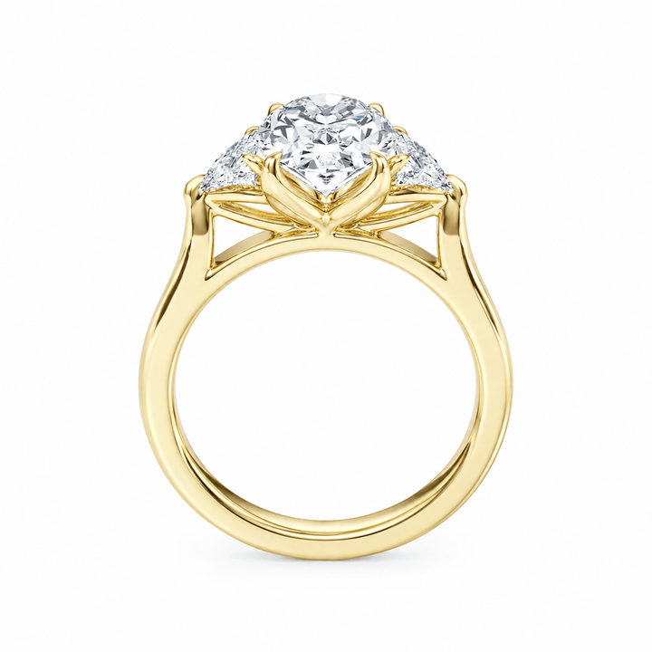 Tria Oval Lab Diamond Three-Stone Engagement Ring in Ready Rings by 18 KARATS INC.