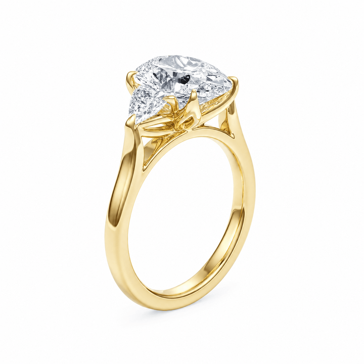 Tria Oval Lab Diamond Three-Stone Engagement Ring in Ready Rings by 18 KARATS INC.