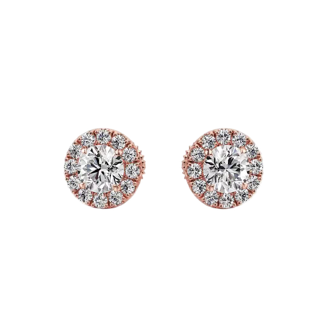 True Sparkle Halo Stud Earrings — E1103 in Earrings by 18 KARATS