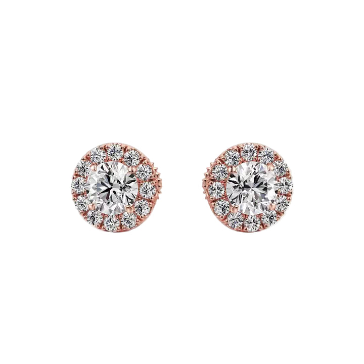 True Sparkle Halo Stud Earrings — E1103 in Earrings by 18 KARATS