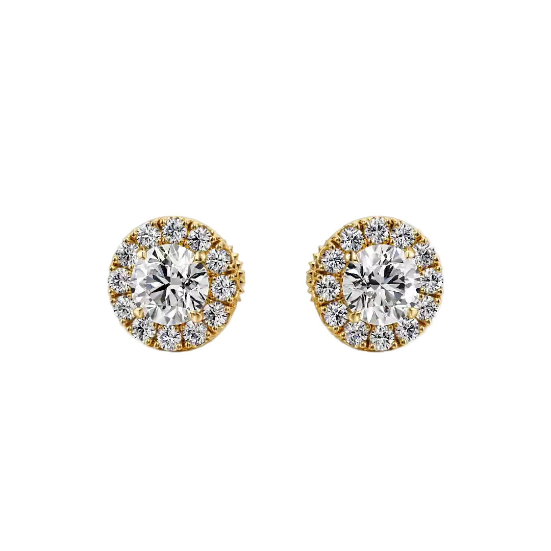 True Sparkle Halo Stud Earrings — E1103 in Earrings by 18 KARATS