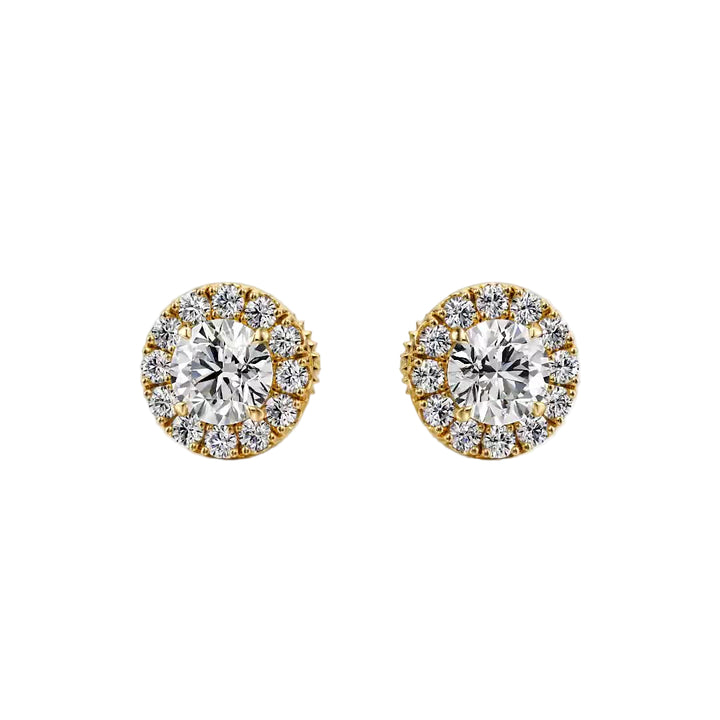 True Sparkle Halo Stud Earrings — E1103 in Earrings by 18 KARATS