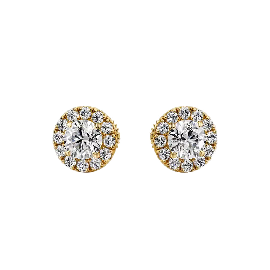 True Sparkle Halo Stud Earrings — E1103 in Earrings by 18 KARATS