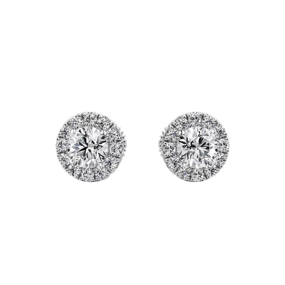 True Sparkle Halo Stud Earrings — E1103 in Earrings by 18 KARATS