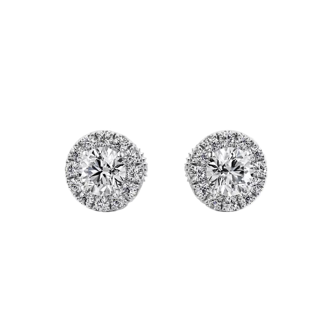 True Sparkle Halo Stud Earrings — E1103 in Earrings by 18 KARATS