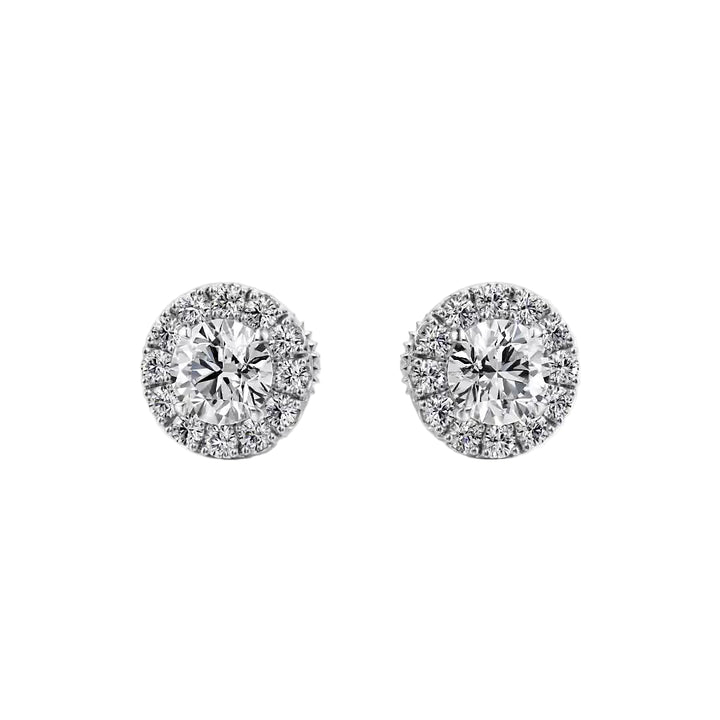 True Sparkle Halo Stud Earrings — E1103 in Earrings by 18 KARATS