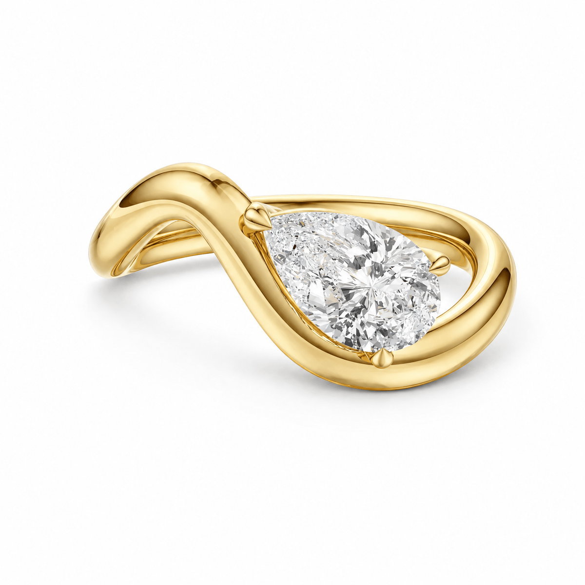 Twist Pear Lab Diamond Engagement Ring in Ready Rings by 18 KARATS INC.
