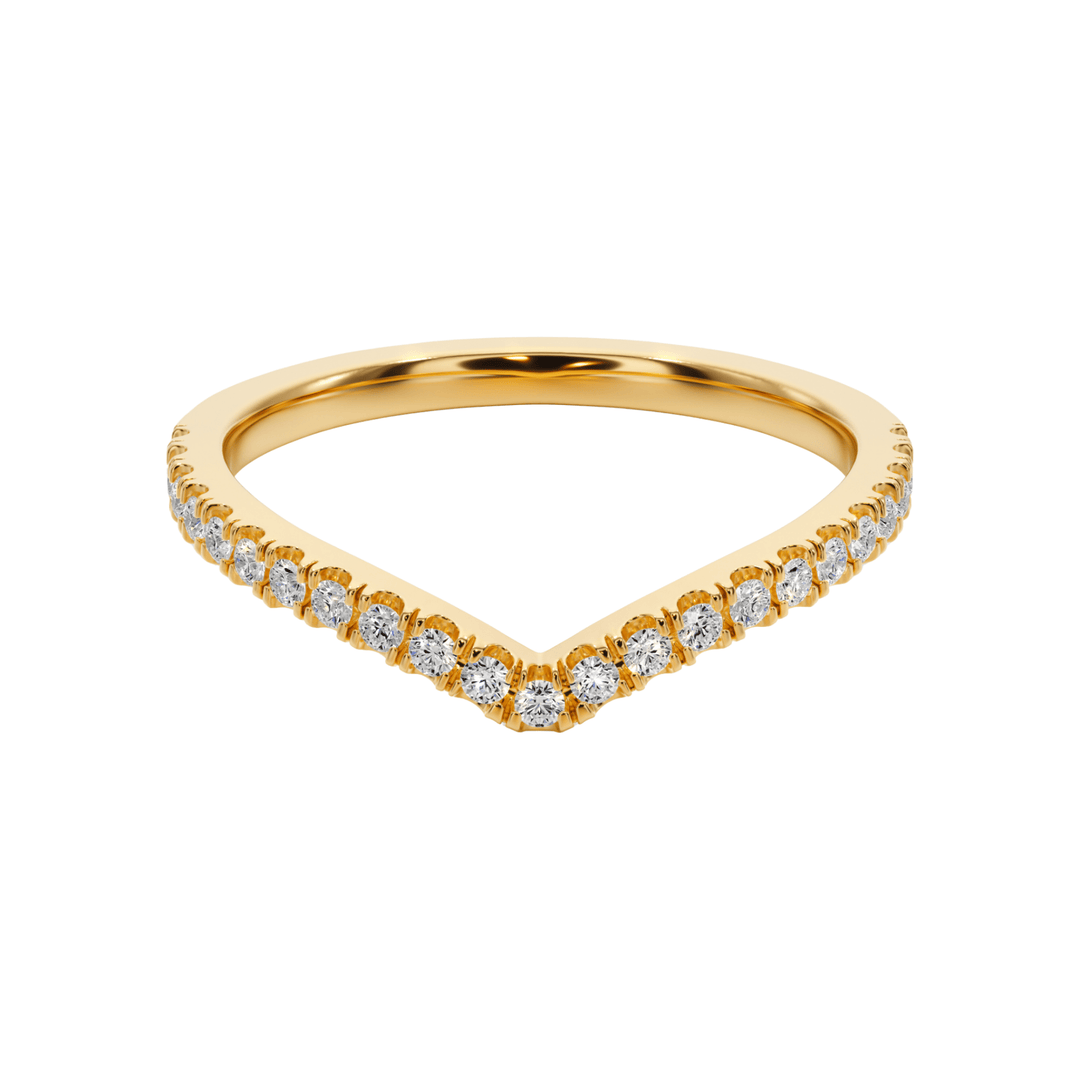V - Contour Diamond Wedding Band - B1006 in Wedding Bands by 18 KARATS INC.