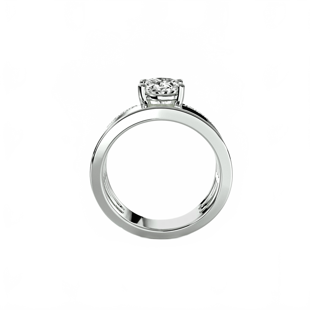 Wide Band Solitaire with Pave Band in setting by 18 KARATS