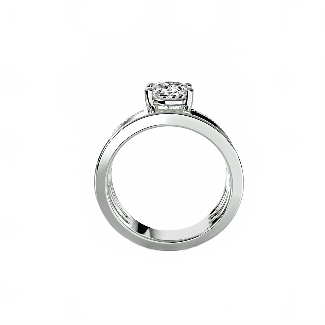 Wide Band Solitaire with Pave Band in setting by 18 KARATS
